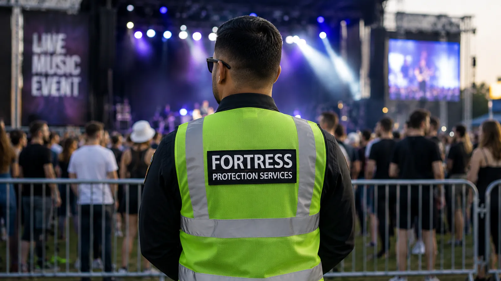 Fortress crowd controller monitoring the audience at a live music event