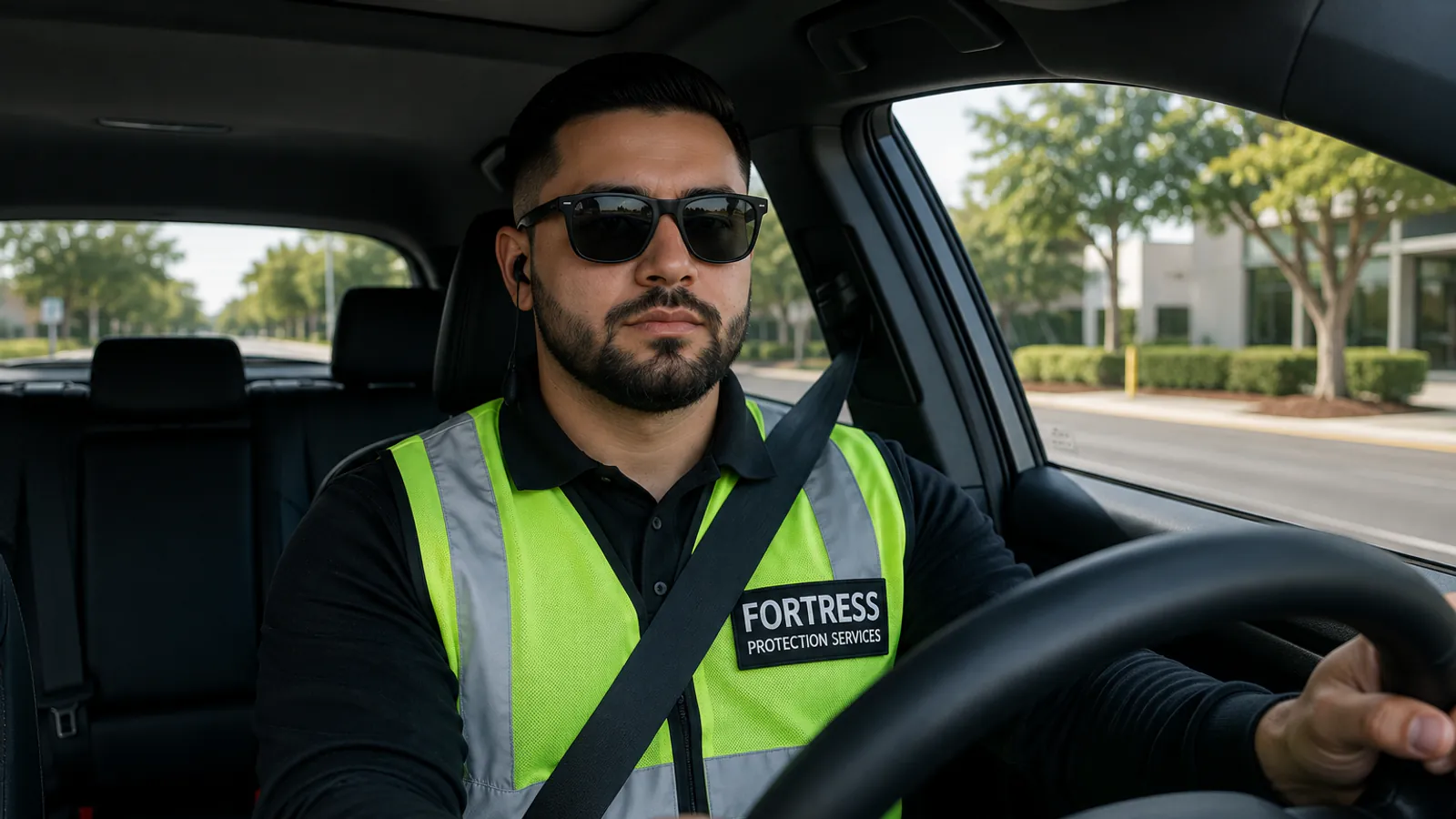 Fortress mobile patrol officer driving a marked patrol vehicle
